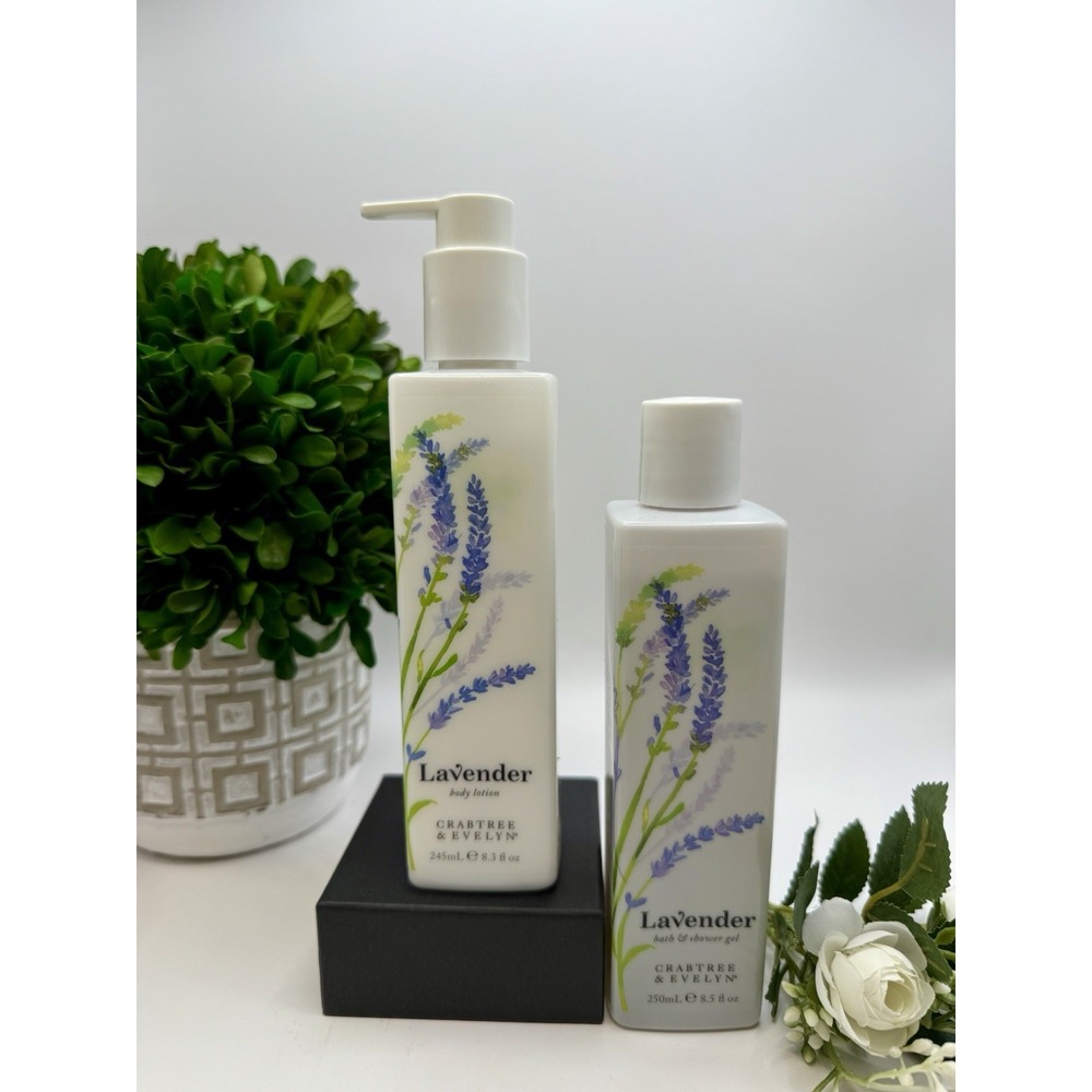 Crabtree & Evelyn Lavender Body Lotion & Bath‎ Shower Gel Set Discontinued Gift